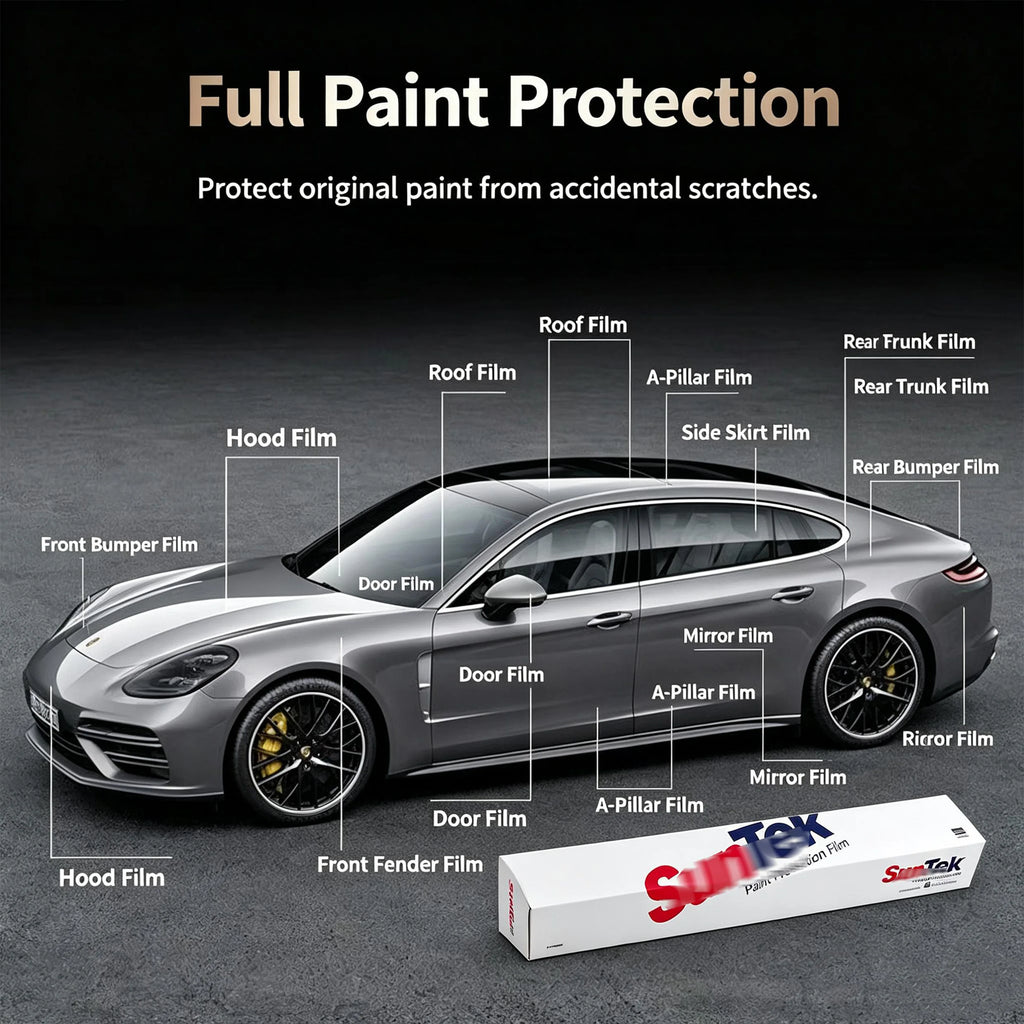 فيلم حماية طلاء السيارة Suntek PPF TPU 7.5mil Luxury Dual Protection HD غير مرئي ذاتي الشفاء غير مصفر بضمان 10 سنوات