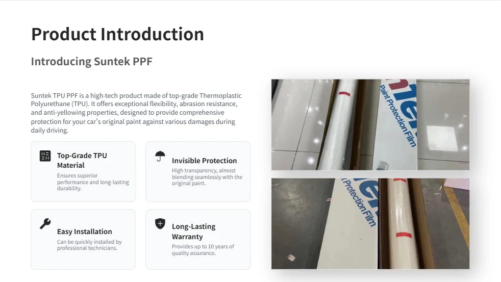 Suntek High Quality 5 Years Super clear Tph Ppf Film Car Paint protection Film Self Healing Anti Yellowing Car Body Films Suntek