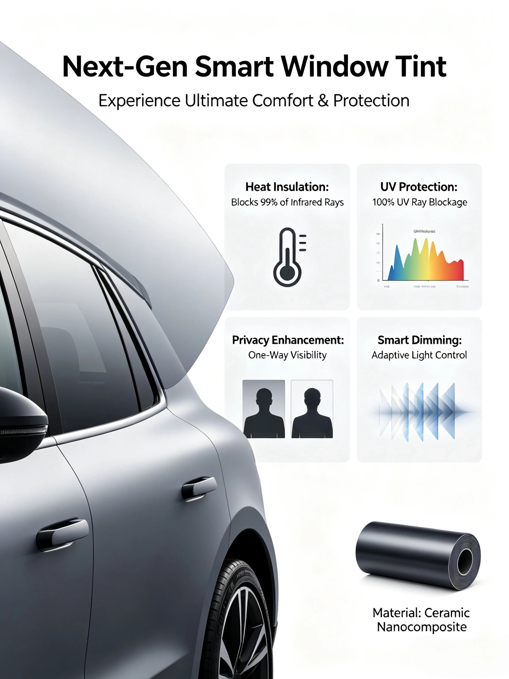 Llumar Premium HD Nano Ceramik Film الزجاج الأصلي الأمريكي 1.52 م * 30 م رفض عالي للحرارة IR99% لتظليل زجاج السيارة Llumar