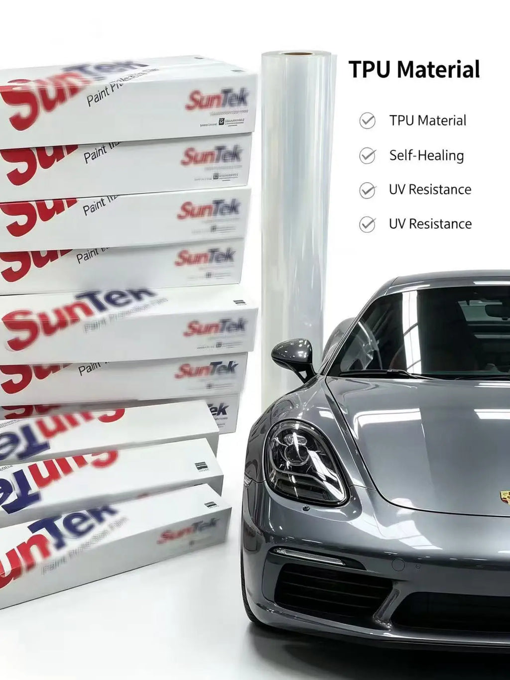 فيلم حماية طلاء السيارات PPF شديد اللمعان من Suntek Ultra Ppf بتقنية Reaction Cap للشفاء الذاتي ومقاومة الخدوش، من Lubrizol Suntek Ppf