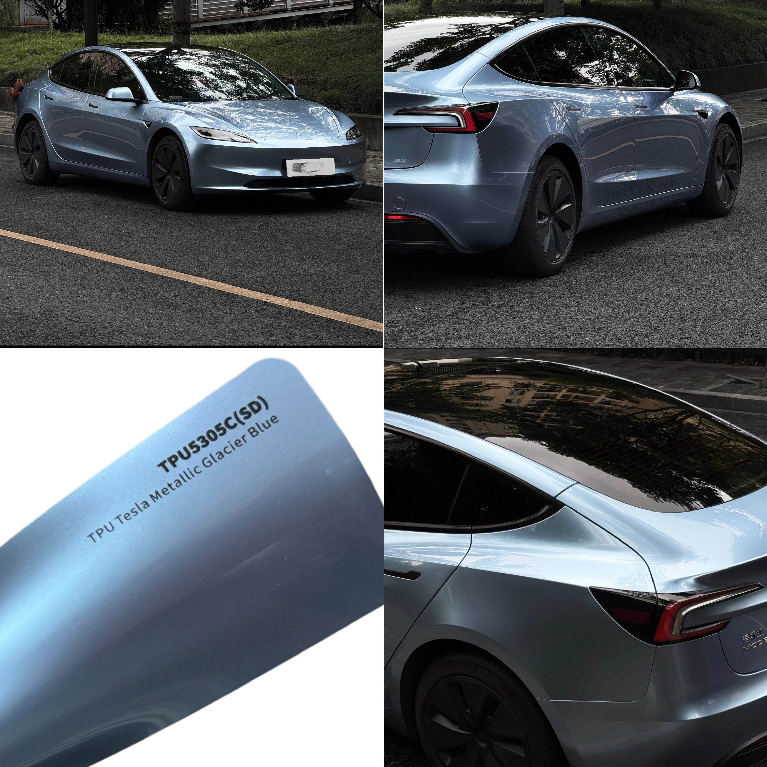 3MCar Wrap Vinyl Film Stek PaintProtectionFilm PPF Suntek غلاف سيارة متغير الألوان واقي من الاصفرار TPU Tesla أزرق جليدي ميتاليك