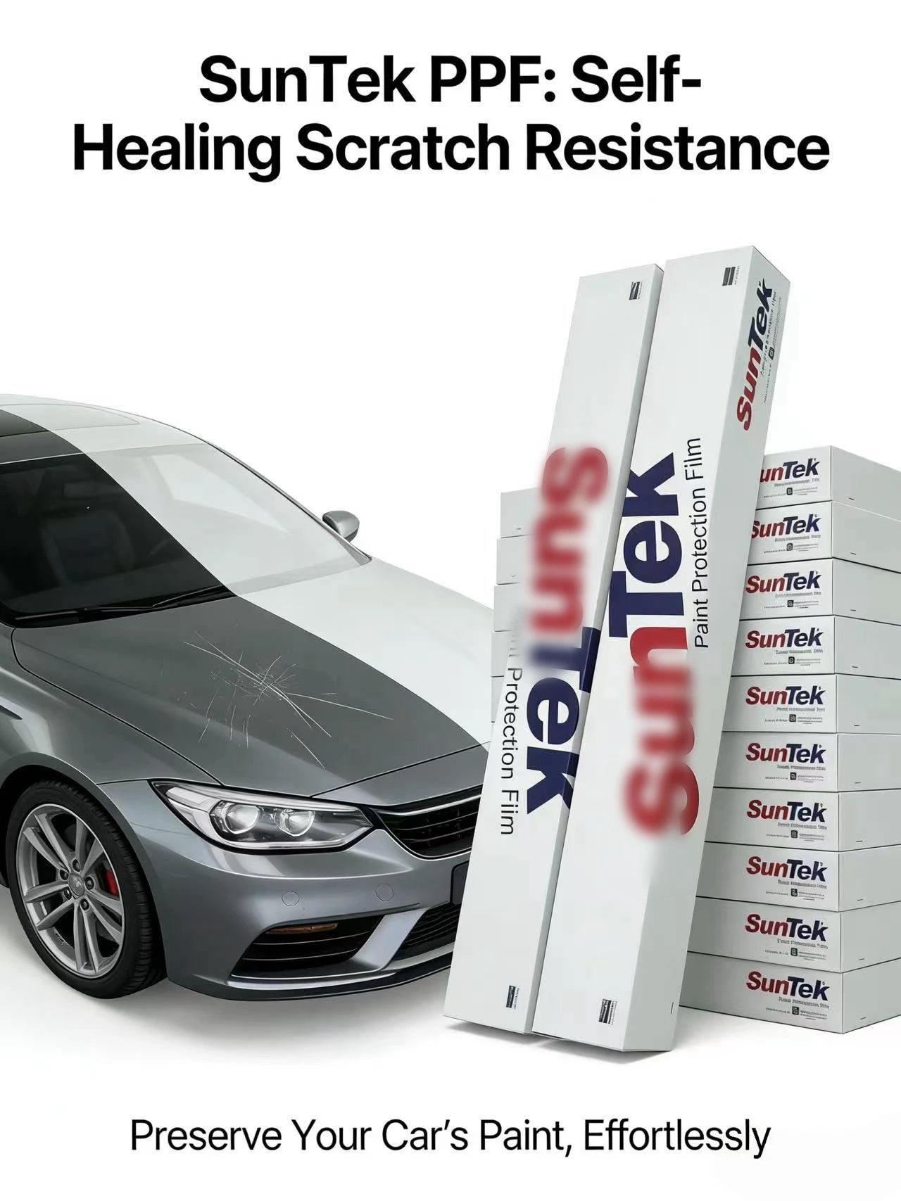 Suntek PPF Lubrizol USA جودة عالية فائقة الكارهة للماء 1.52*15 متر لتقليل التآكل ذاتية الشفاء لفة TPU PPF لمصدات السيارات