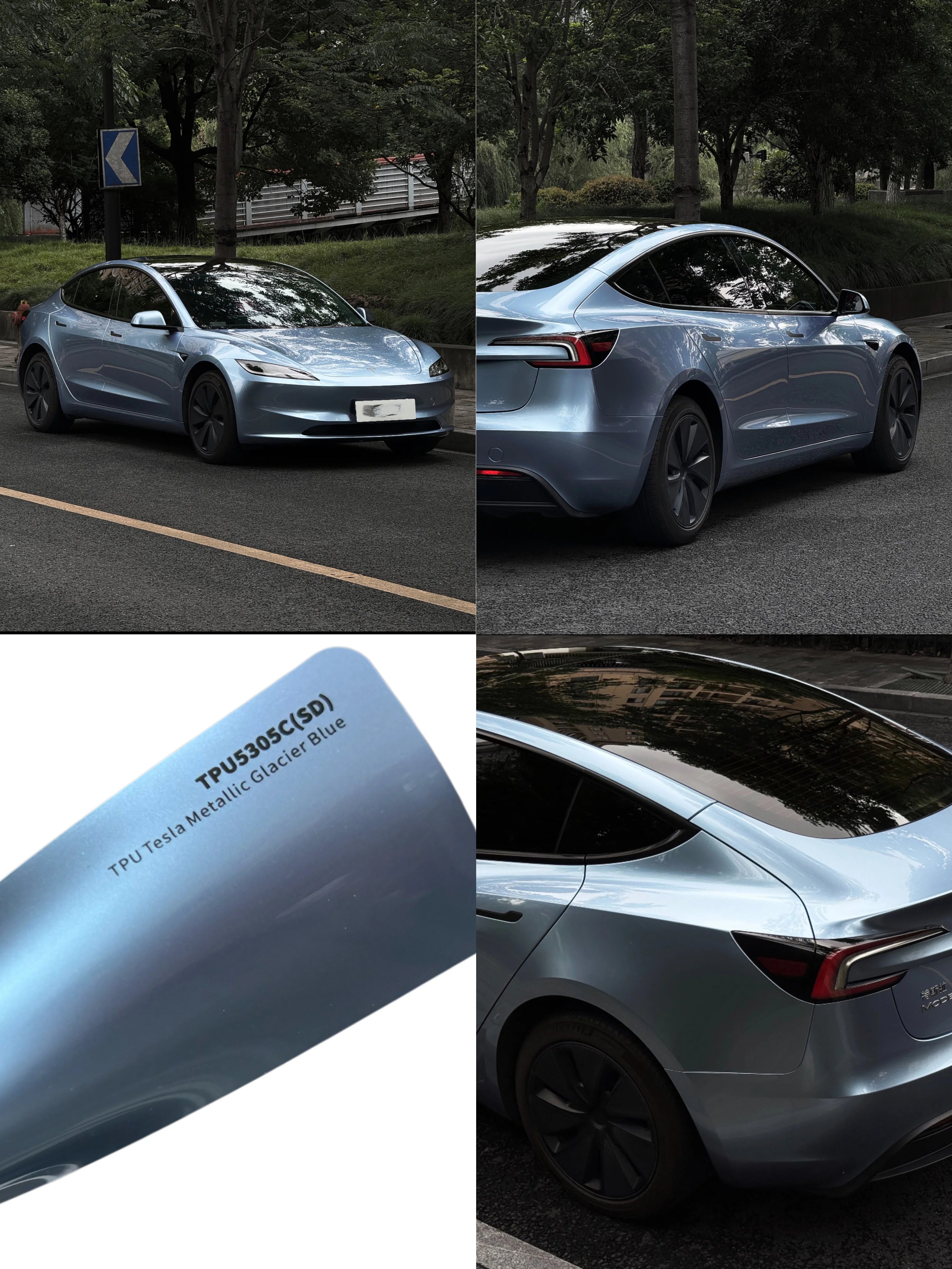 3MCar Wrap Vinyl Film Stek PaintProtectionFilm PPF Suntek غلاف سيارة متغير الألوان واقي من الاصفرار TPU Tesla أزرق جليدي ميتاليك