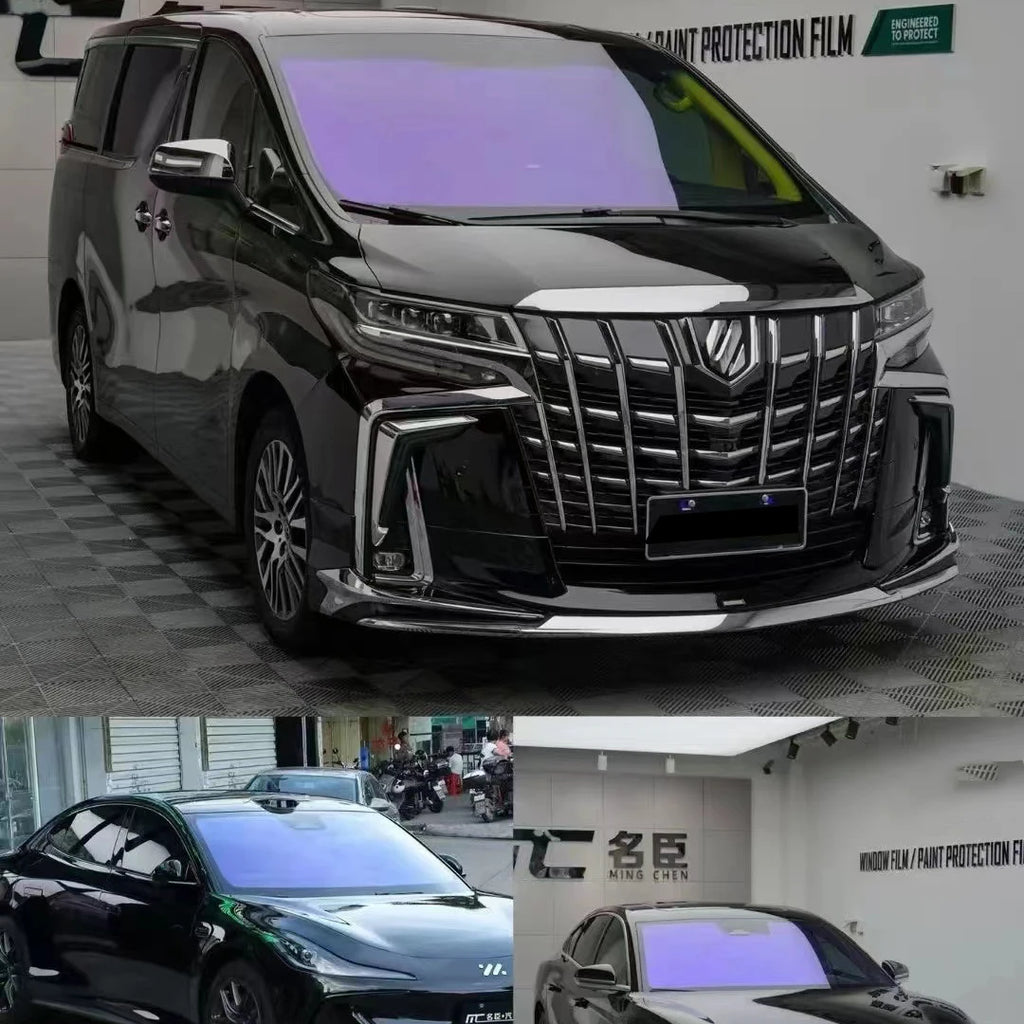 أزرق أسود رمادي أخضر 2 مل لامع أرمور ضمان 8 سنوات 1.52*30 متر طبقة حماية نوافذ السيارات الفاخرة 80% نفاذية الضوء المرئي (VLT) مادة PET ذاتية الإصلاح مقاومة للأشعة فوق البنفسجية