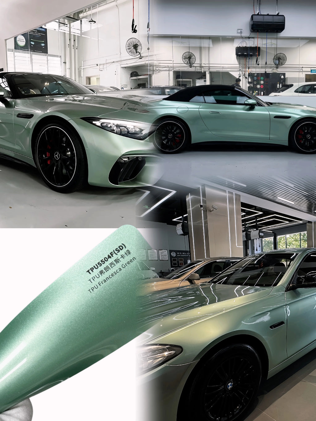 Suntek 1.52*16.5m Car Wrap Vinyl Film PaintProtectionFilm PPF Llumar Color Changing Car Wrap Anti Yellowing TPU Francesca Green